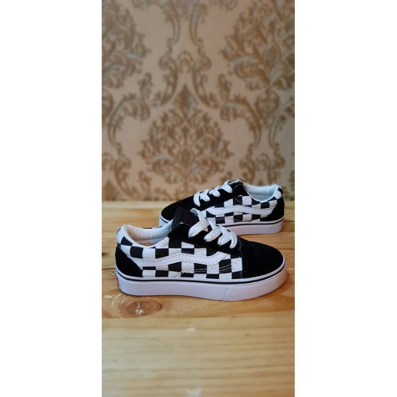 SEPATU ANAK VANS CHECKERBOARD PREMIUM QUALITY VANS CATUR ANAK HITAM