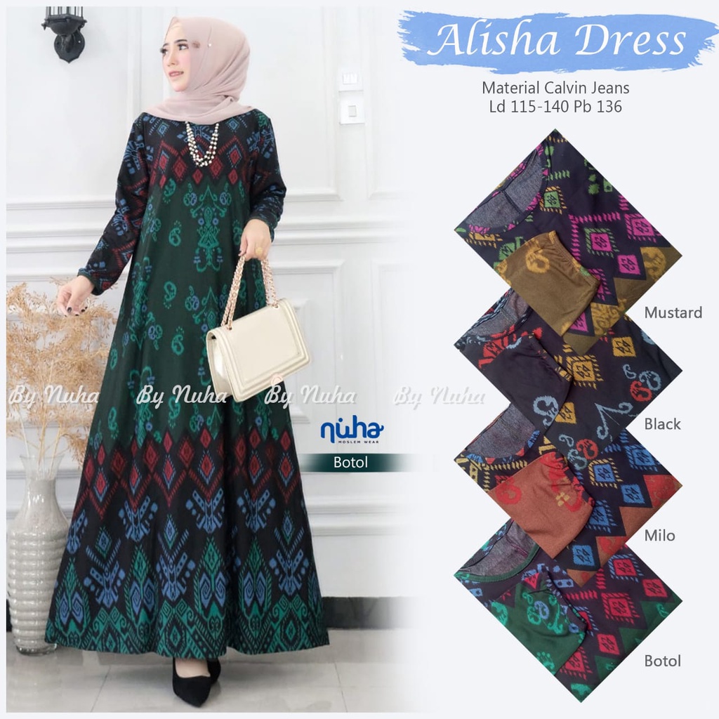 ALISHA DRESS  //GAMIS WANITA MUSLIM MODERN //DRESS MUSLIM DEWASA MOTIF BATIK//GAMIS WANITA JUMBO