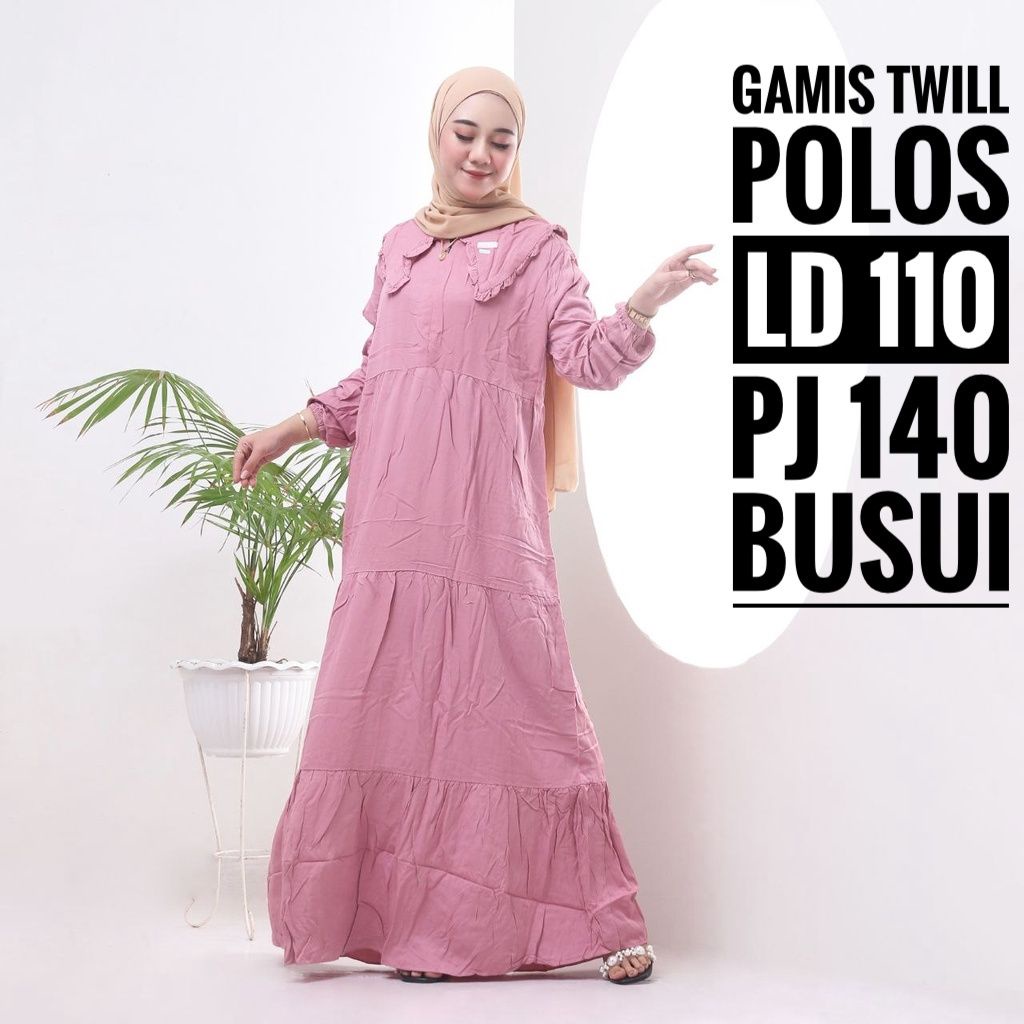 Gamis Polos Wanita Dress Twill Ori Pekalongan Lux Busui Friendly Stylish Kekinian Terbaru Tuil Twil 