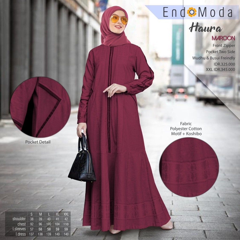 Gamis Endomoda Haura Maroon