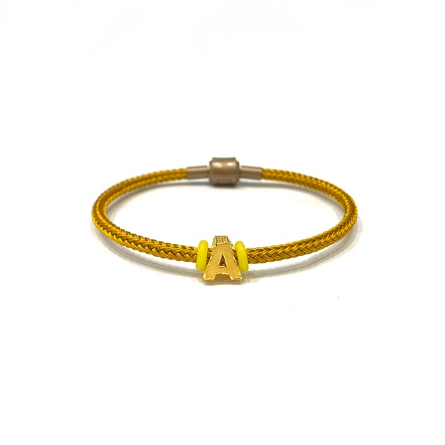 Gelang Tali Set Liontin Balok Huruf A Emas Asli Kadar 700
