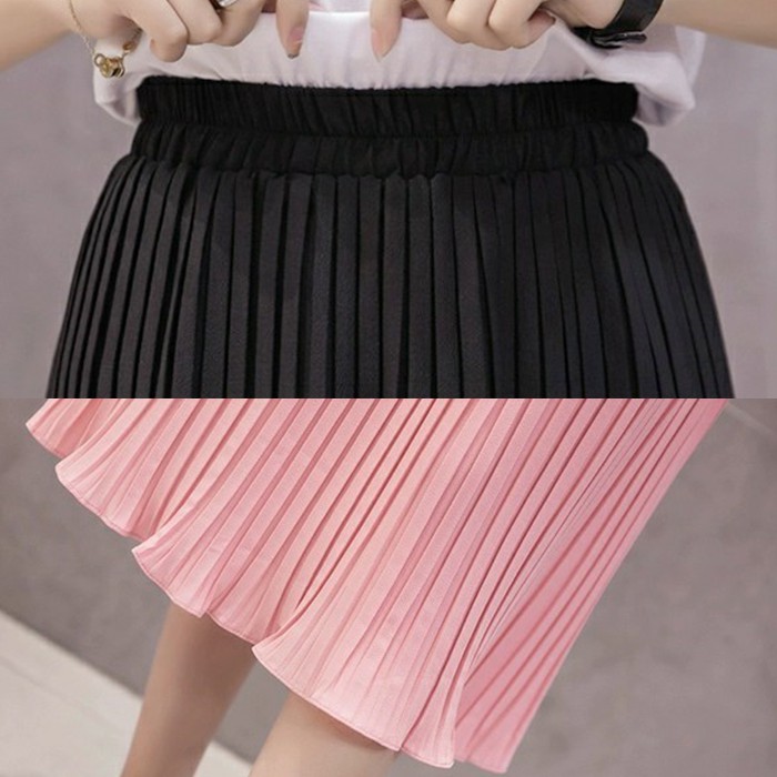 KARAKOREA 853 Pearl Pleated Skirt/Rok midi/Rok Korea Skirt