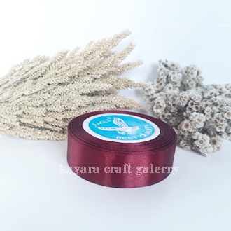 Pita satin MERAH MARUN termurah 2,5 cm per rol