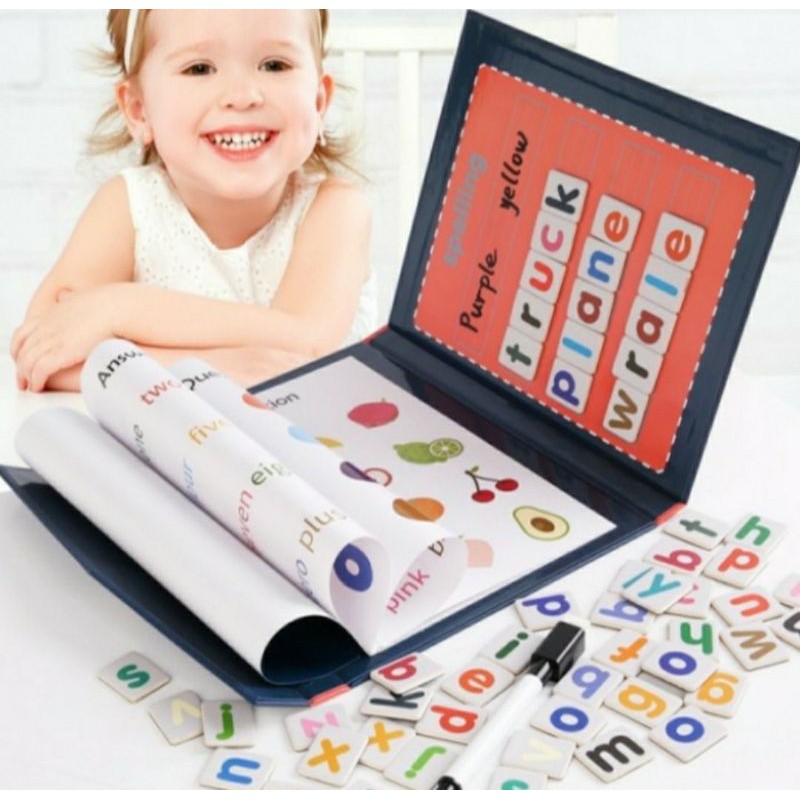 Buku Belajar Anak Membaca Spelling Book Magnet Pen Kado Ultah Balita Baby Kids Book