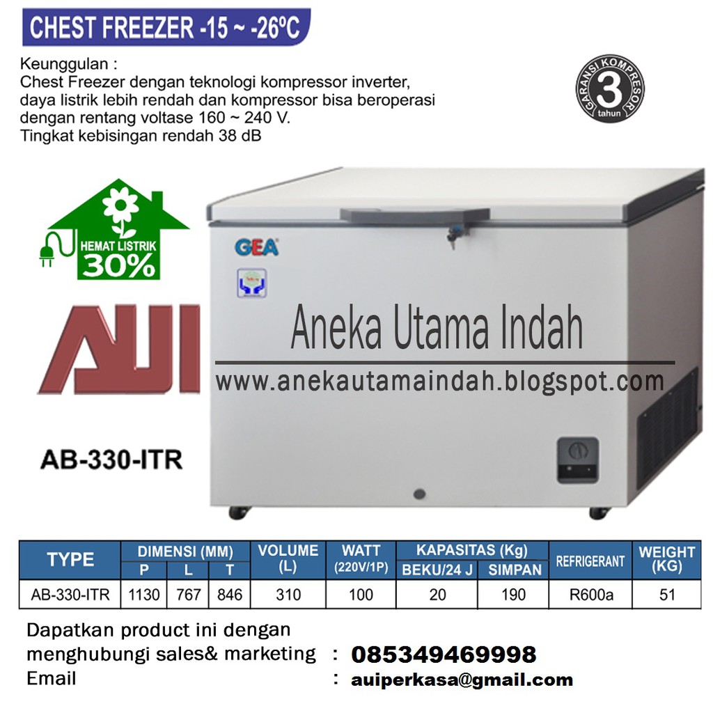 Gea Chest Freezer Inverter Pressor Type Ab 330 Itr Freezer Box Watt Kecil Kapasitas Besar Indonesia