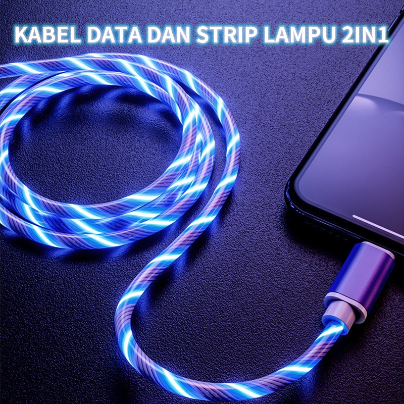 kabel data dan Strip lampu 2in1, Kabel Data Type C, Micro USB Fast Charging/Kabel Data Untuk Iphone Lightning Cable Untuk Iphone 5 6 7 8 XS XR 11 12 Pro/Samsung/xiaomi/OPPO/realme/