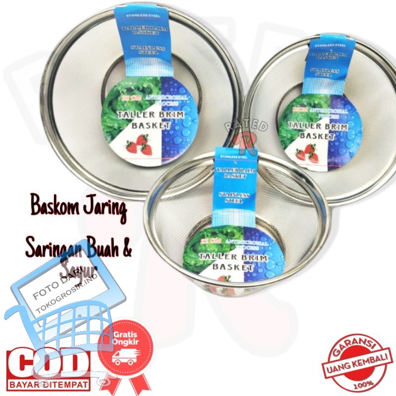 Jual Baskom Jaring Saringan Cuci Sayur Buah Stainless Saringan