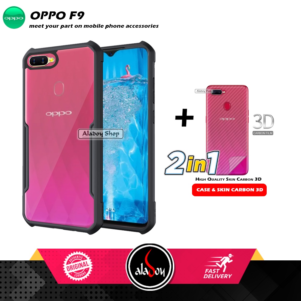 Case OPPO F9 Armor Fusion Transparent Casing Free Skin Carbon 3D