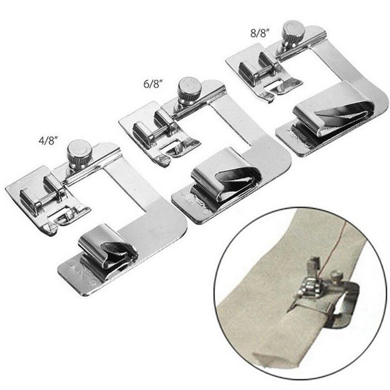 3pcs / set Presser Foot Rolled Hemed Untuk Mesin Jahit Brother