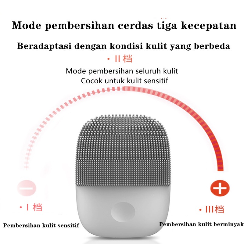 inFace MS2000 Tahan air Alat Pembersih Wajah Elektrik Brush Silicon Facial cleansing Muka Sikat Pencuci Cuci Pembersihan Tiga Zona USB Rechargeable Pemijat Perawatan Detok Ultrasonic Cocok Untuk Kulit Sensitif High Frequency Sonic HF Face Cleanser