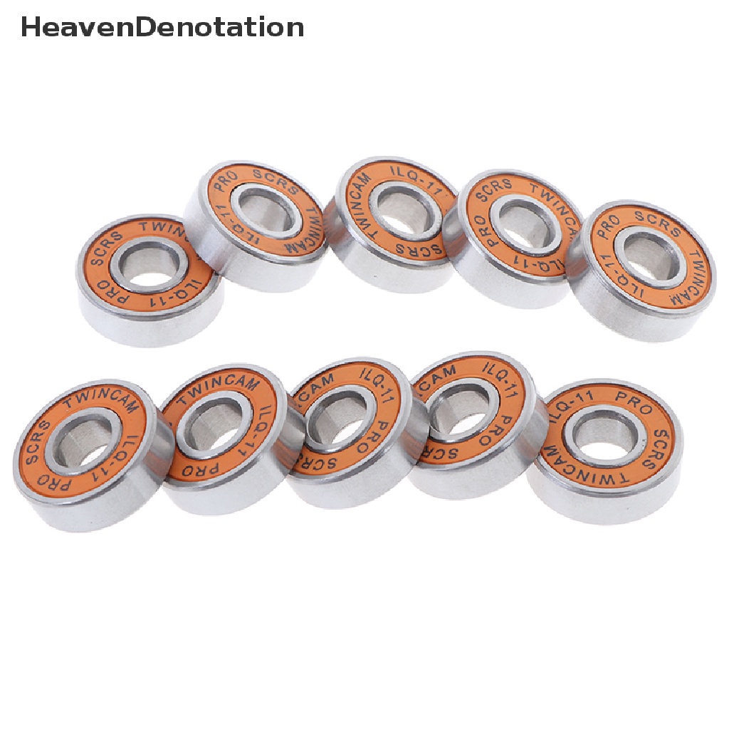 (Heavendenotation) 10pcs Bearing Roda Skateboard / Skuter / Roller Skate Bahan Stainless Steel