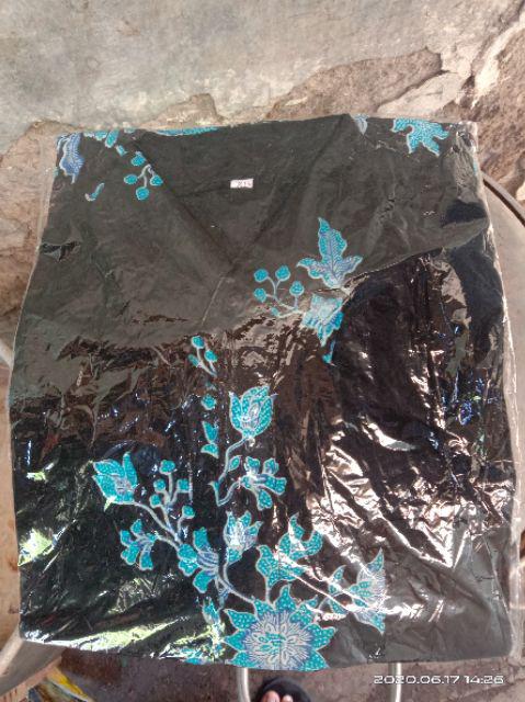 Kemeja Batik Pria Modern Motif Sakura Biru Turkiss