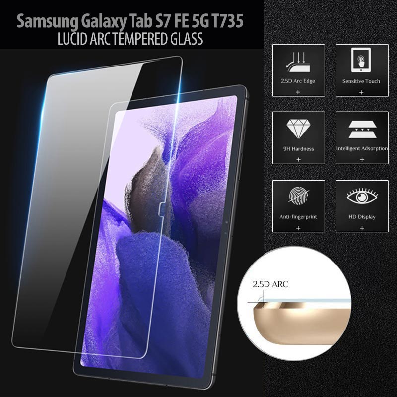 samsung galaxy tab s7 fe 5g t735   lucid arc tempered glass protector