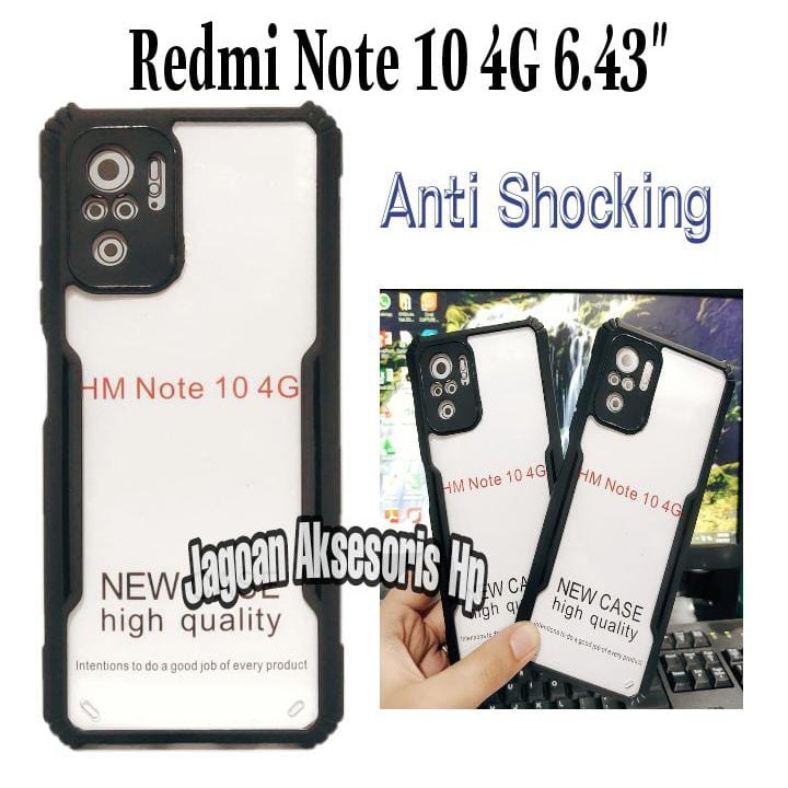 Anti Shocking Redmi Note 10 4G 6.43 Inch Hardcase Fusion List Hitam Acrylic Case