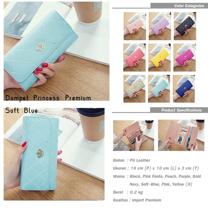 Baju Setelan Dompet Princess Premium Import FS  dompet wanita kulit biru muda Murah Berkualitas