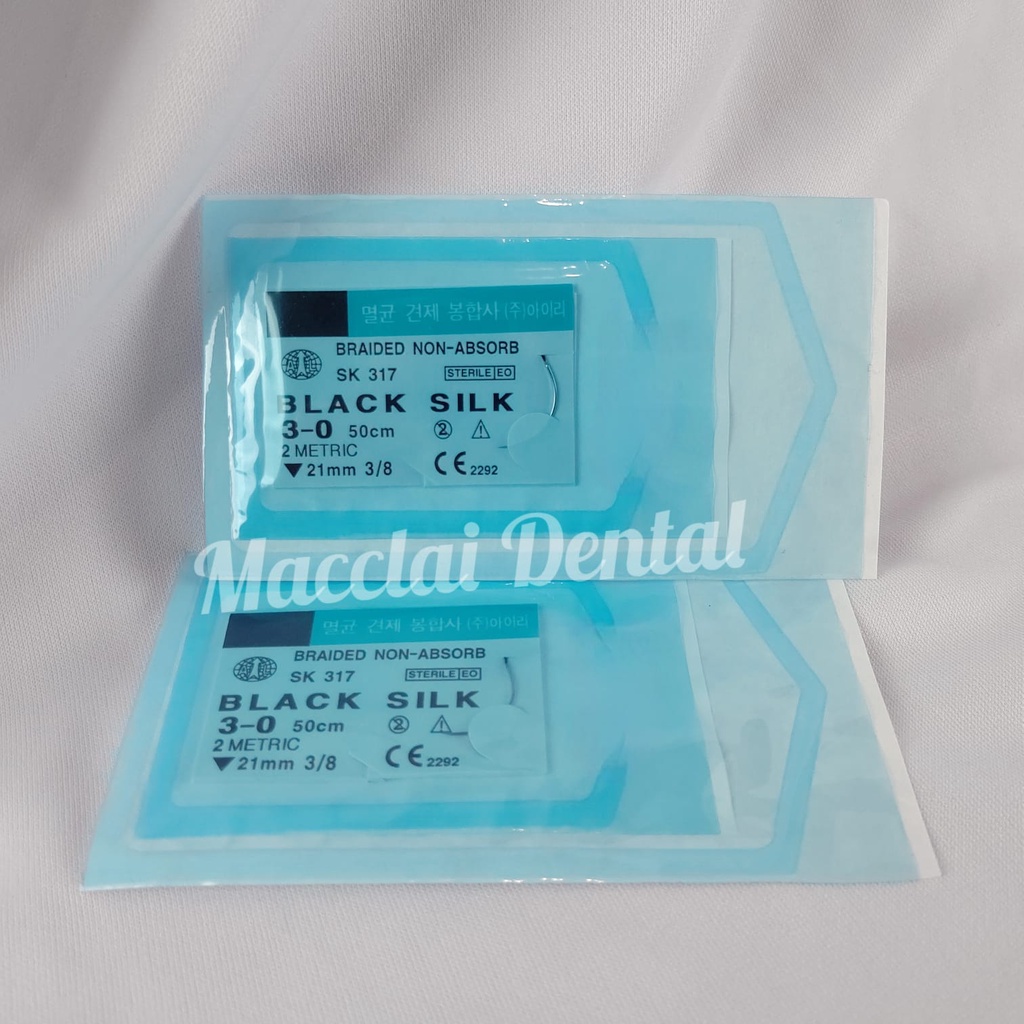 DENTAL BENANG JAHIT SILK  AKL AILEE 50cm 3/0 21mm