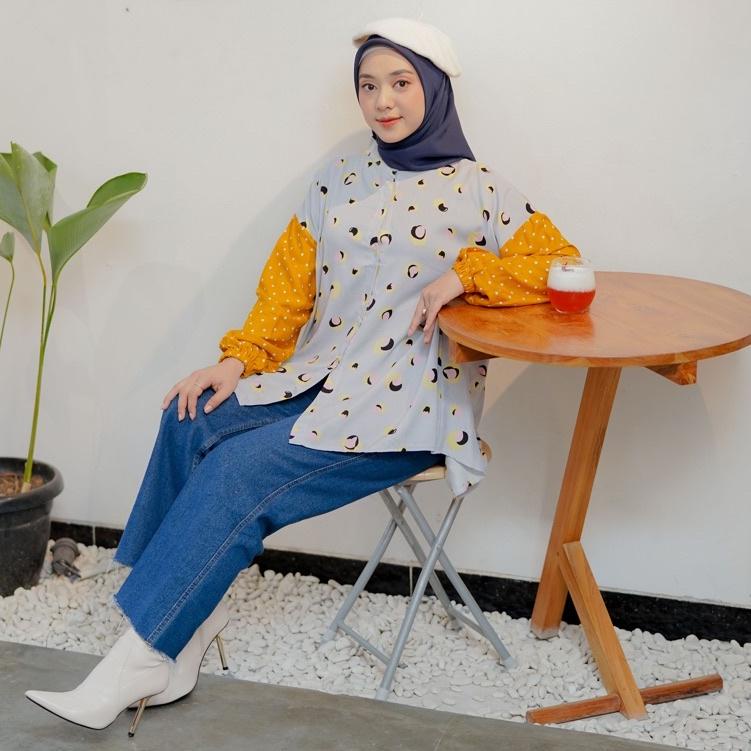 Blouse Oversize Kombinasi // Blouse oversize Rayon // Kemeja Kombinasi –KAD.19My22ᴮ
