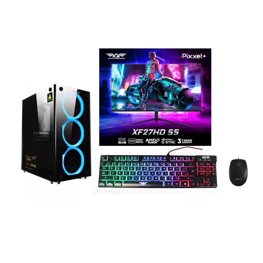 Paket 1 Set PC Komputer Gaming Editing Ryzen 5 3400G LED Key Mouse