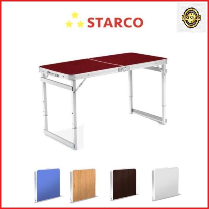 Starco Meja Lipat Koper / Meja Camping / Meja Portable Aluminium Hpl - Putih