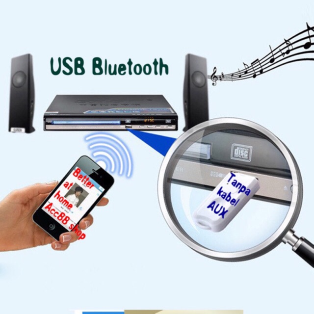 Dongle USB Bluetooth Receiver Audio Music tanpa Kabel AUX