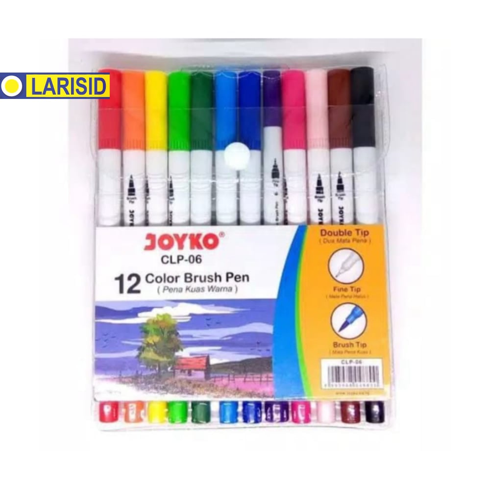

BRUSH PEN JOYKO ISI 12 WARNA CLP-06 DUA MATA SPIDOL PENA