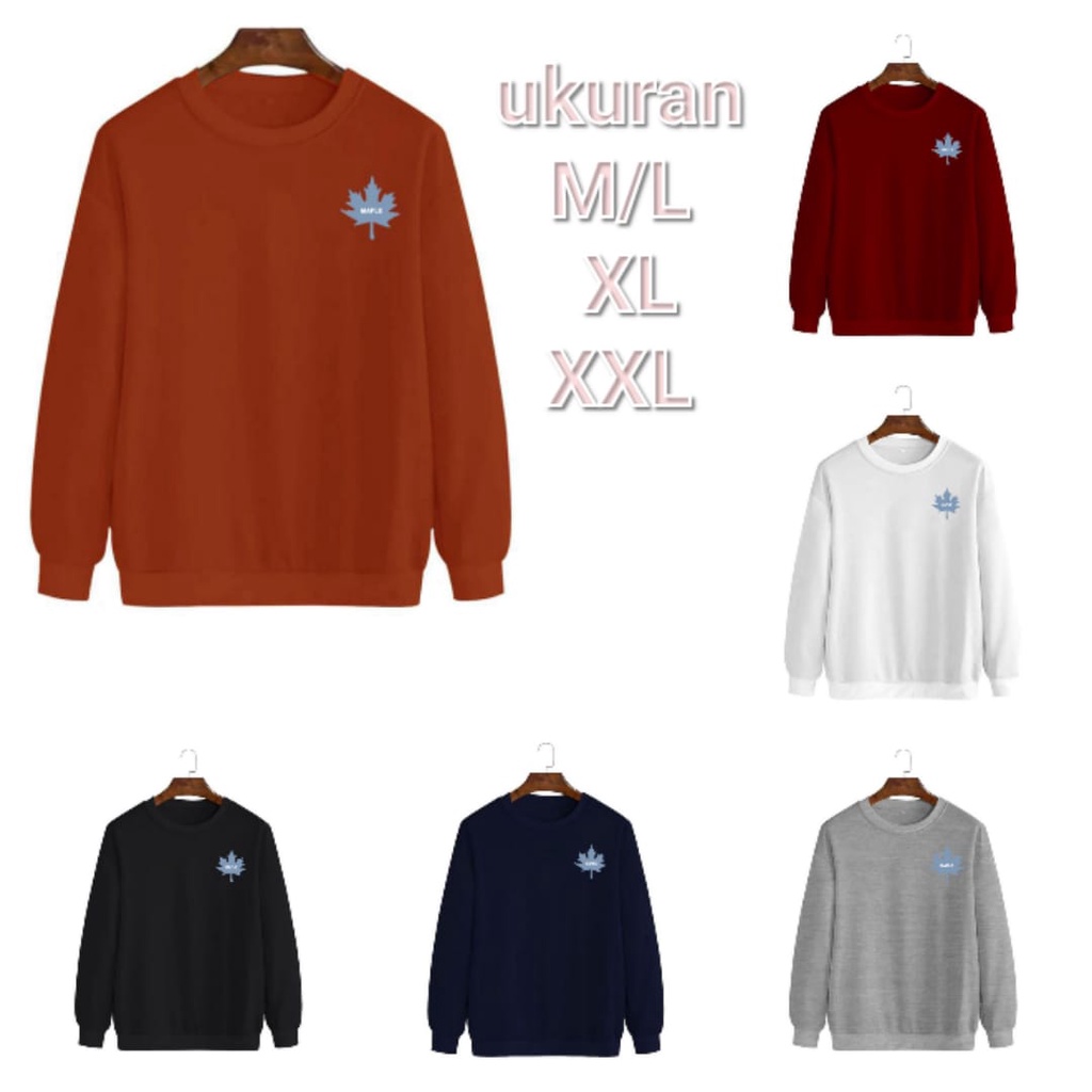 baju sweater MAPLE /  sweater crewneck / atasan pria /  fashion pria / baju lebaran -alipio fashion