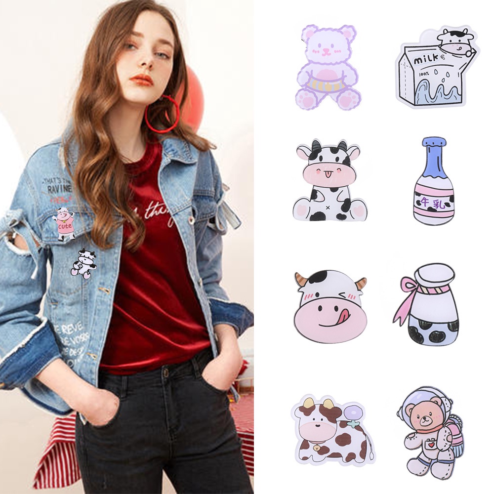 ROW Cute Lapel Pins Cartoon Makeup Badges Brooch Women Gift Creative Boys Cows Girls Anti Light Buckle