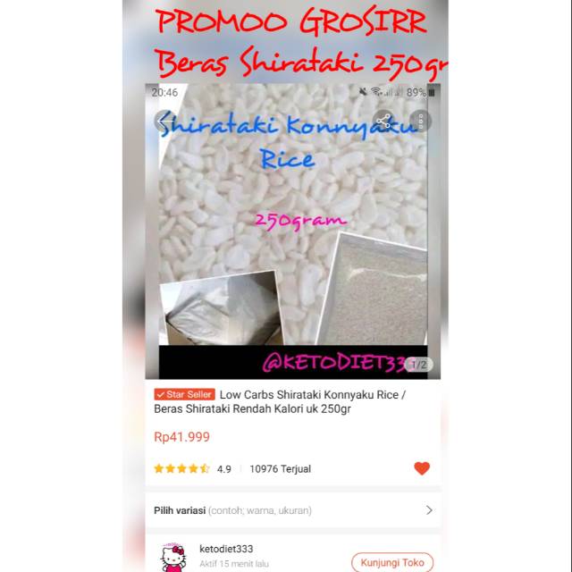 Promo Harga Grosir Beras Shirataki Kemasan 250 gr