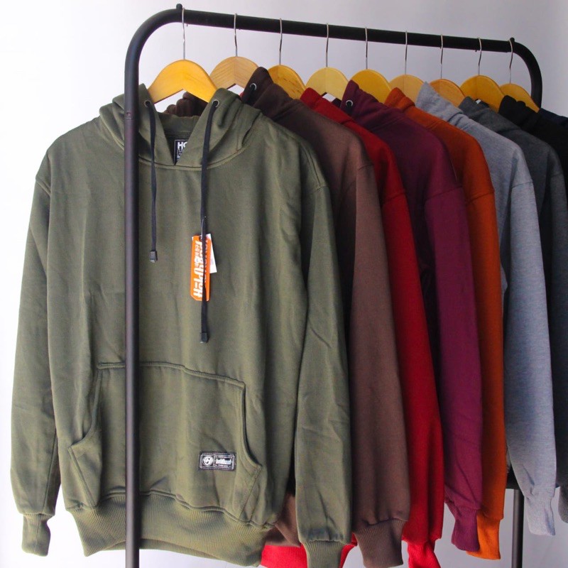 Jaket Sweater Hoodie Polos Pria Wanita Switer Cowok Premium Distro (BAYAR DI TEMPAT)-Hijau army