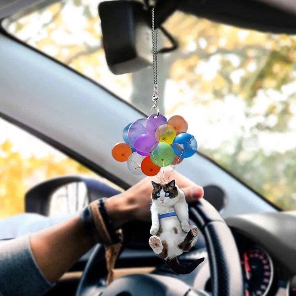 Chookey Ornamen Gantung Desain Kucing Terbang Balon Warna-Warni Untuk Dekorasi Interior Mobil