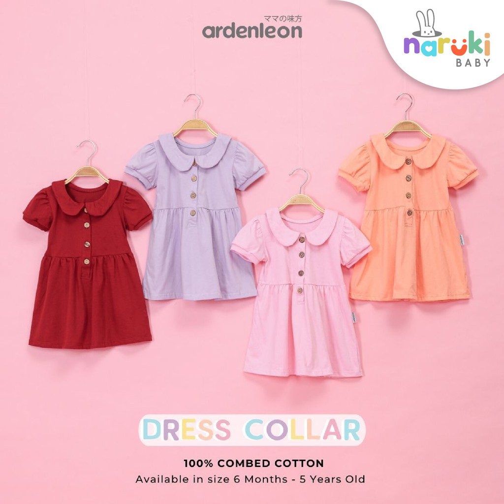 Ardenleon Dress Collar Button Arden Leon Gaun Anak Perempuan