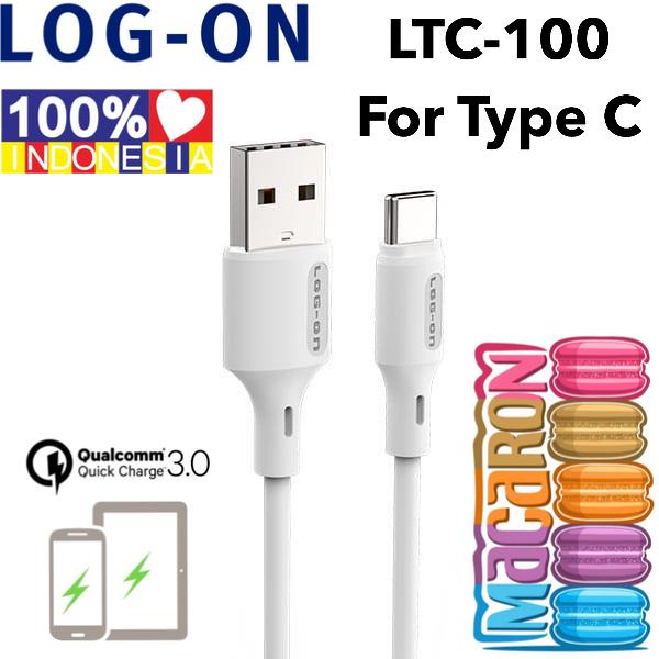 1PCS KABEL LOG-ON 100cm LTC-100 2.1A KABEL BULAT Micro Usb / Kabel Data Type C Merk Log On Lo-CB28 Fast Charging Up To 2.1A