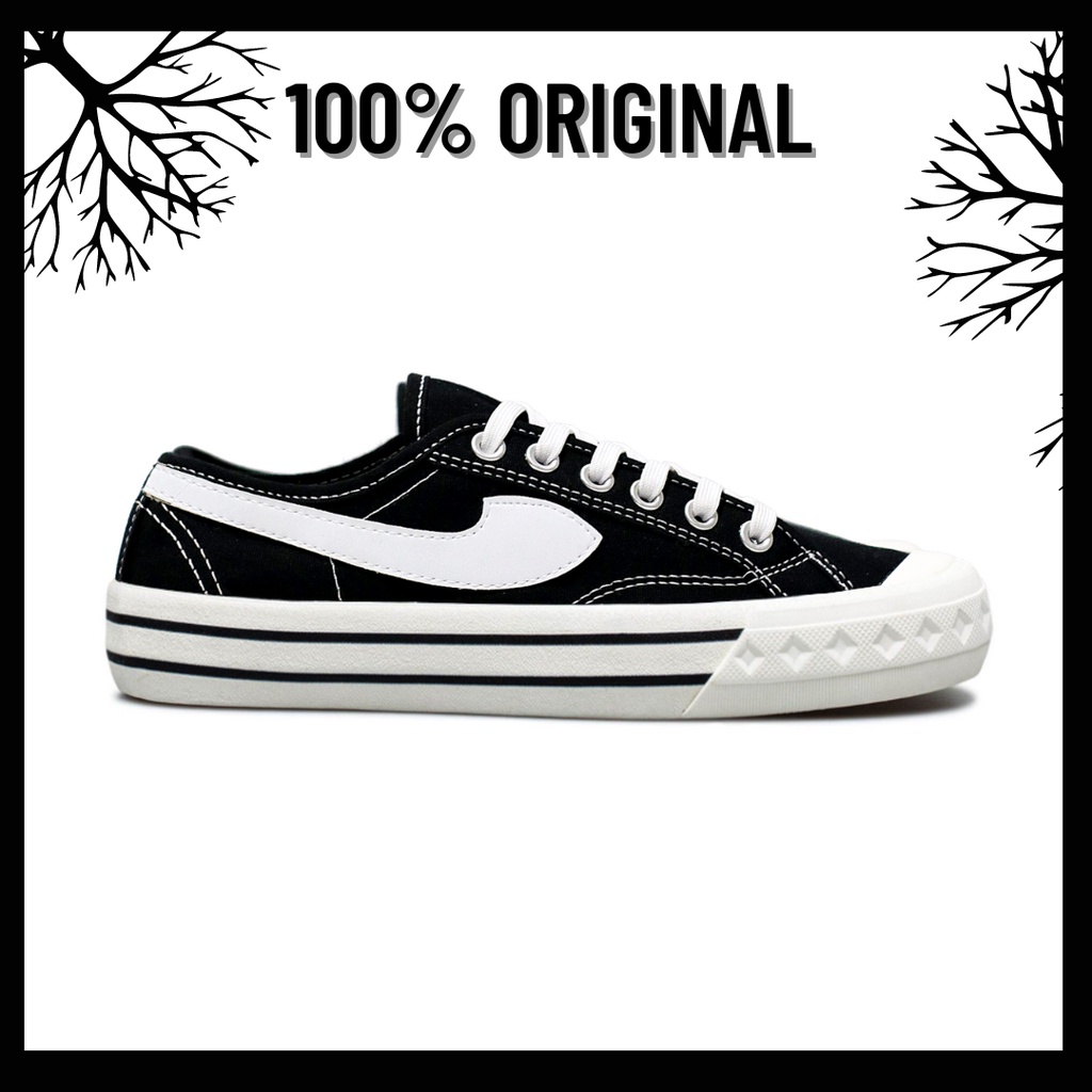 100% Original Sepatu Lokal Casual Black White Low | Not Compass Retrograde Bw Lo