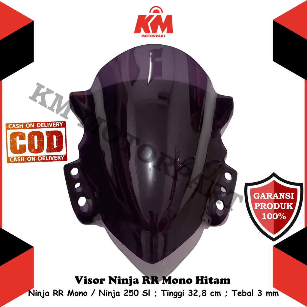 Visor Windshield Ninja 250rr Mono 250 sl Jenong Hitam Dan Bening Tebal 3 mm Panjang 32,8 cm