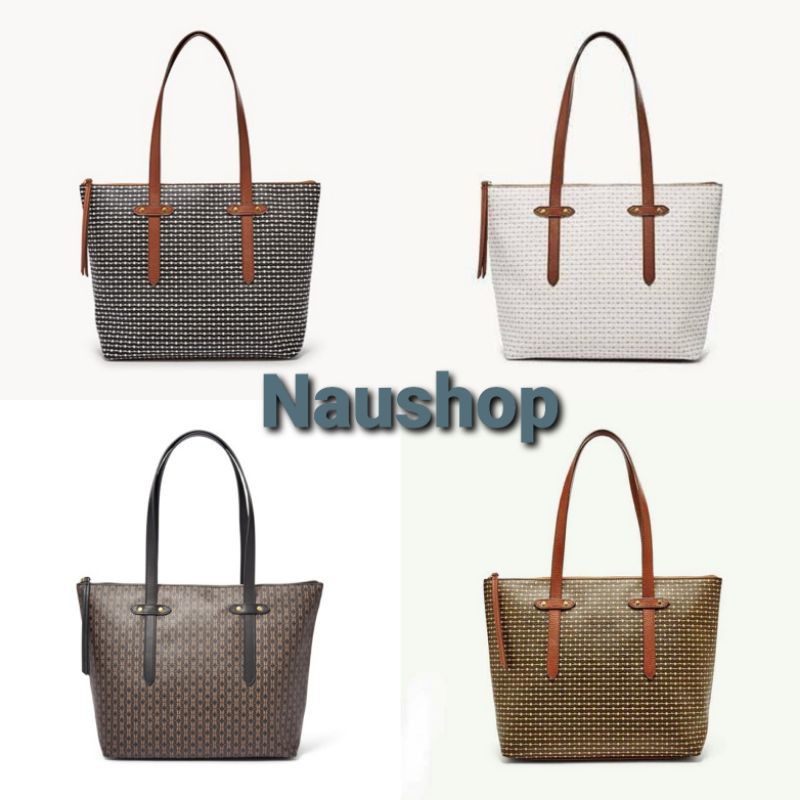 Tas fossil original - felicity tote black brown stripe white multi