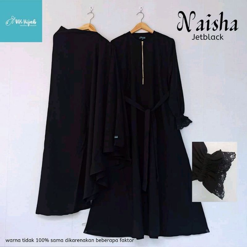 (READY) TERMURAH GAMIS SET NAISHA JETBLACK UK HIJAB/GAMIS HITAM/GAMIS POLOS/GAMIS SET MURAH/GAMIS SE