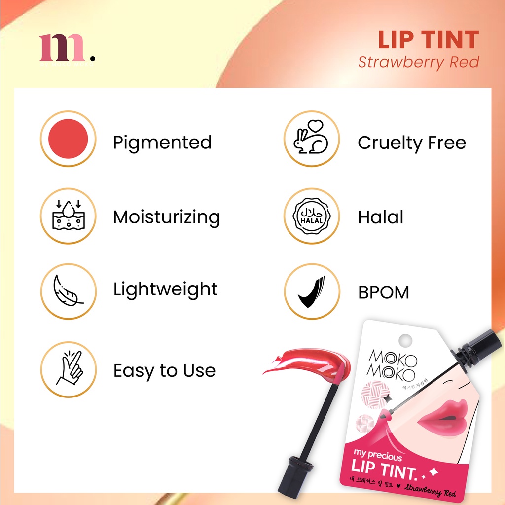 ⭐BAGUS⭐MOKO MOKO My Precious Lip Tint | Autumn Blaze Strawberry Red | Liptint