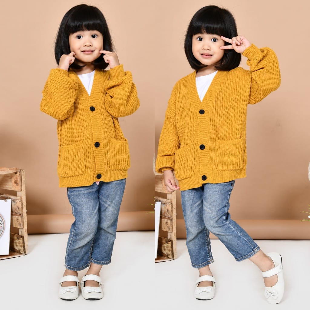 TokoMilkan Cardigan Rajut  Anak Perempuan Henzi Kids | Outer Anak  Umur 1 - 5 Tahun