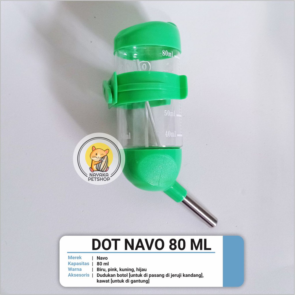 Navo 80 ml Dot Botol Tempat Minum Hewan Hamster Tupai Bajing Gerbil Sugar Glider Tikus