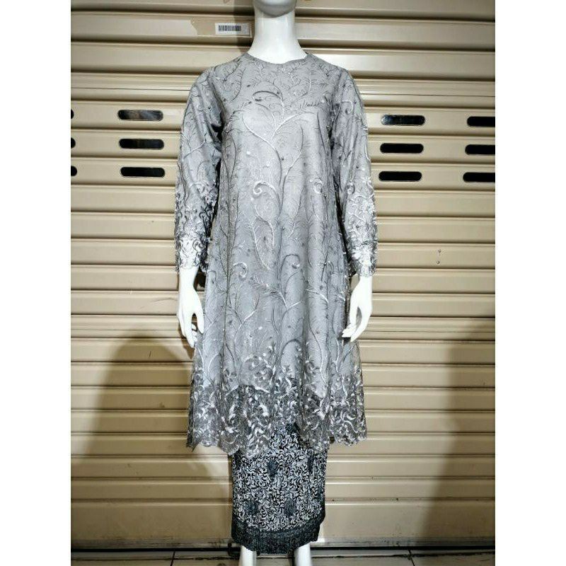 NEW KEBAYA TILLE JUMBO SAMAPAI 5L /KEBAYA TUNIK TILLE/KEBAYA MODERN-Silver