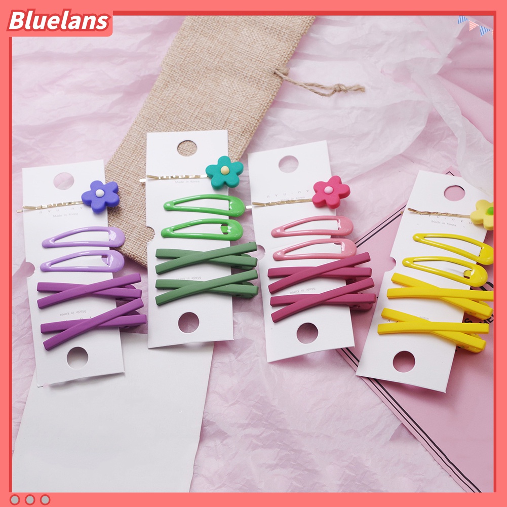 Bluelans 5Pcs / Set Jepit Rambut Bobby Pin Desain Bunga Silang Frosted Untuk Wanita