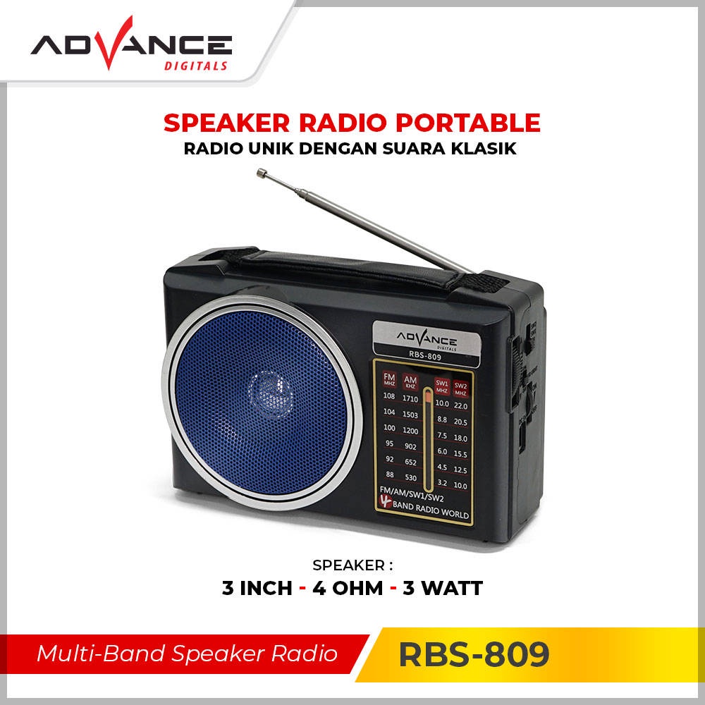 【READY STOCK】 Radio Speaker Advance RBS-809 buletooth function Fm - Am with Lampu LED cod