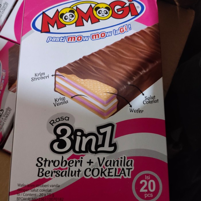 

COKELAT- MOMOGI RASA 3 IN 1 STRAWBERY VANILA BERSALUT COKLAT -COKELAT.