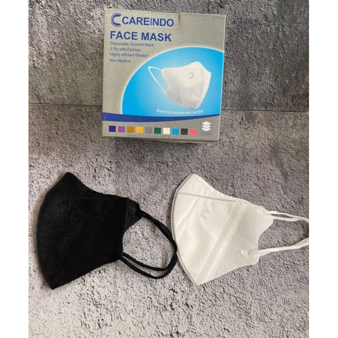 CAREINDO - MASKER DUCKBILL 3PLY EMBOS C GARIS FACE MASK - MIRIP UTAMA ECER / REPACKING / SATUAN PIECE