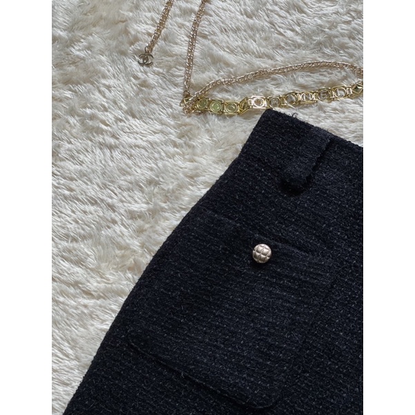 MINI TWEED ROK WANITA IMPORT/ SPLIT SKIRT WOMAN PREMIUM FREE BELT-3