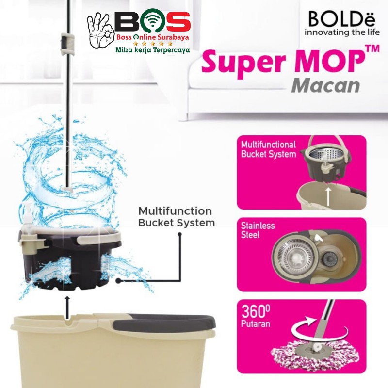 Bolde Super Mop Macan Saringan Dapat Dilepas Bolde Alat Pel Lantai Macan