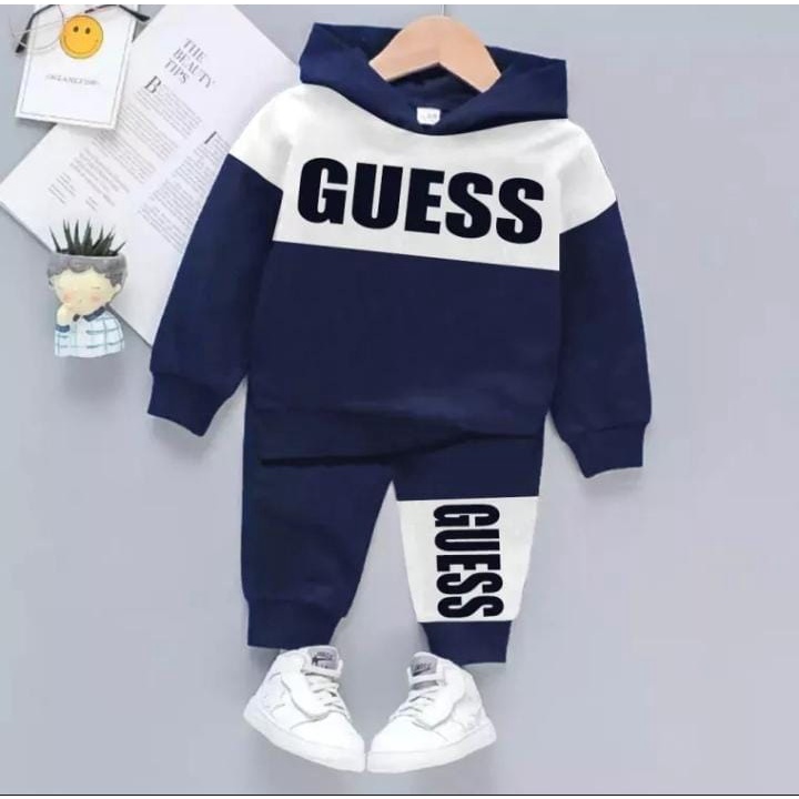 SETELAN HOODIE ANAK LAKI LAKI DAN PEREMPUAN SETELAN ANAK LAKI LAKI HOODIE GUESS USIA 1 -5 TAHUN