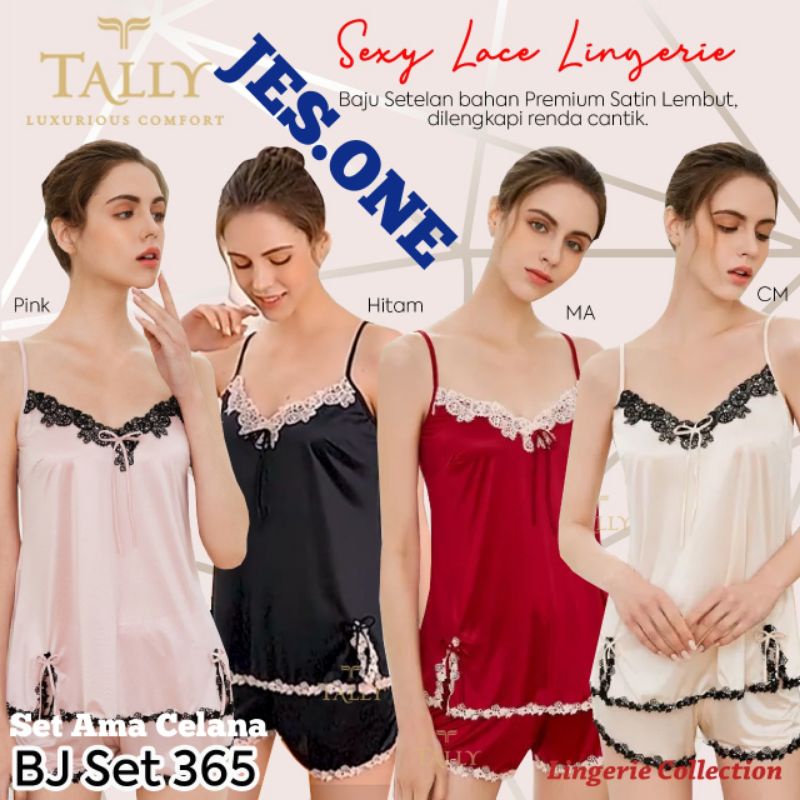 Tally 365 Baju Tidur Setelan  Lingerie Bahan Satin Fit L - XL