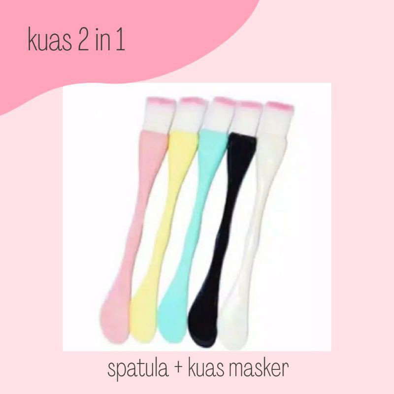 Kuas Masker Wajah 2 In 1 / Facial Mud Mask Brush / Spatula 2 in 1