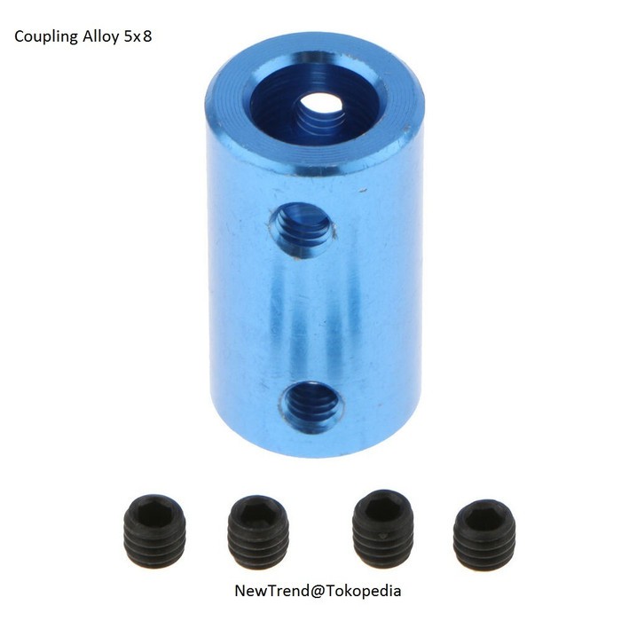 Blue Aluminum Alloy Coupling Coupler Bore 5mm 8mm D14 L25 5x8mm